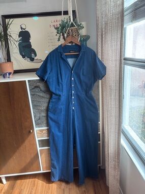Mixed by Nasrin! Fantastic Vintage-Inspired Denim Jumpsuit with Button Front